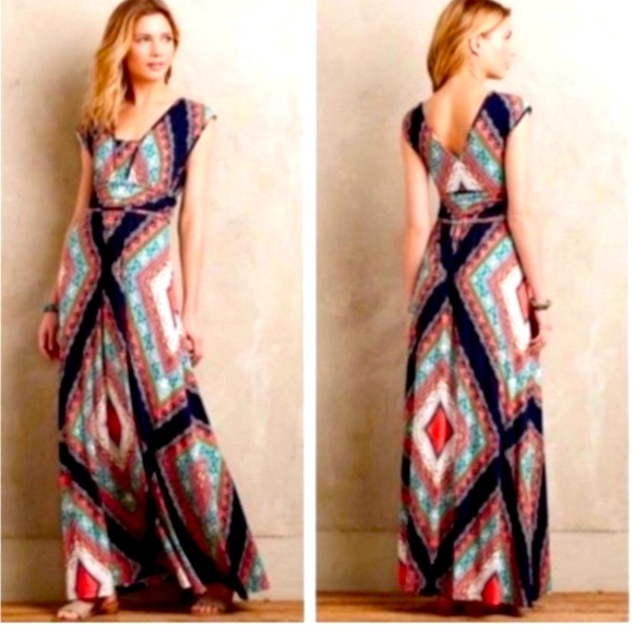 Long (stretch) “tribal” maxi from anthropology - Picture 1 of 5